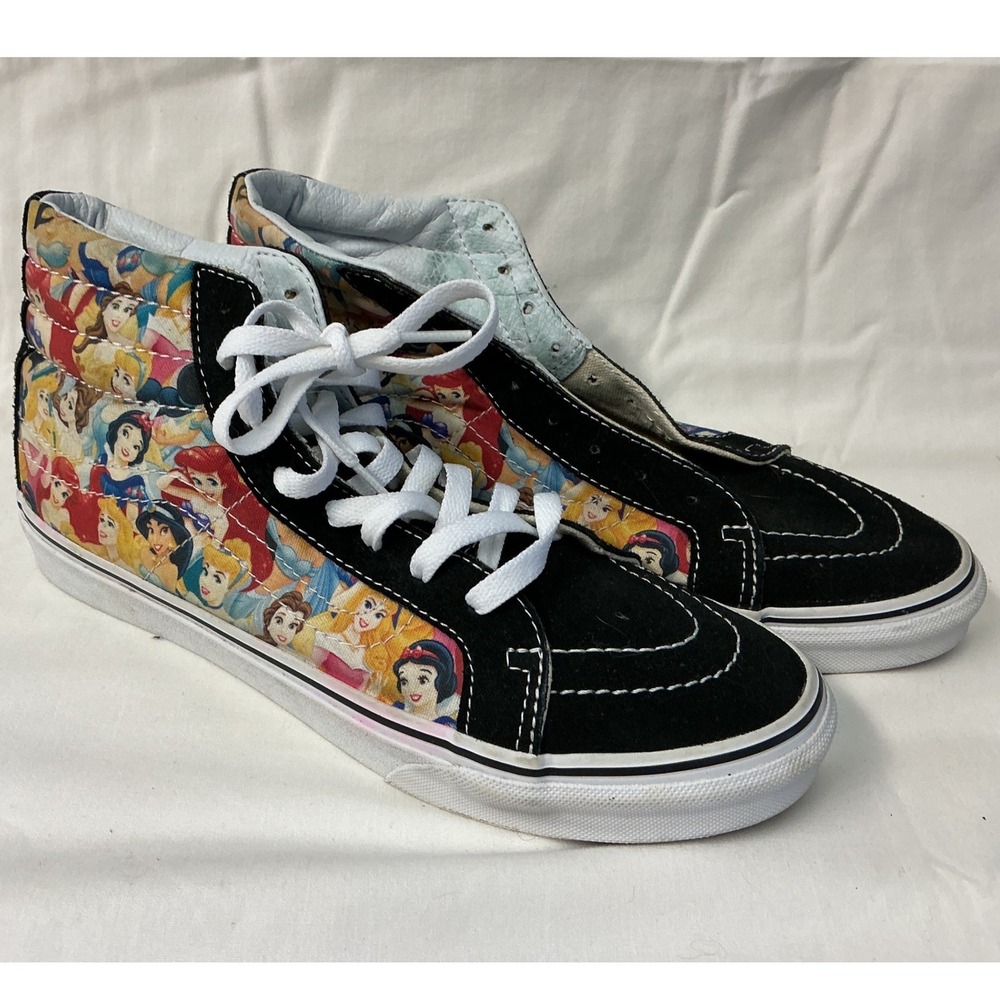 Vans Sk8-Hi Disney Princess Black Suede High Top Sneakers Mens 7.5 Womens 9